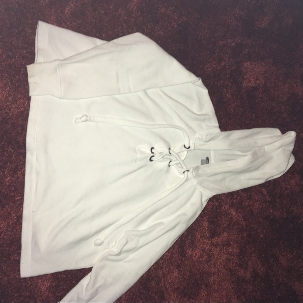 Aerie lace up crop hoodie